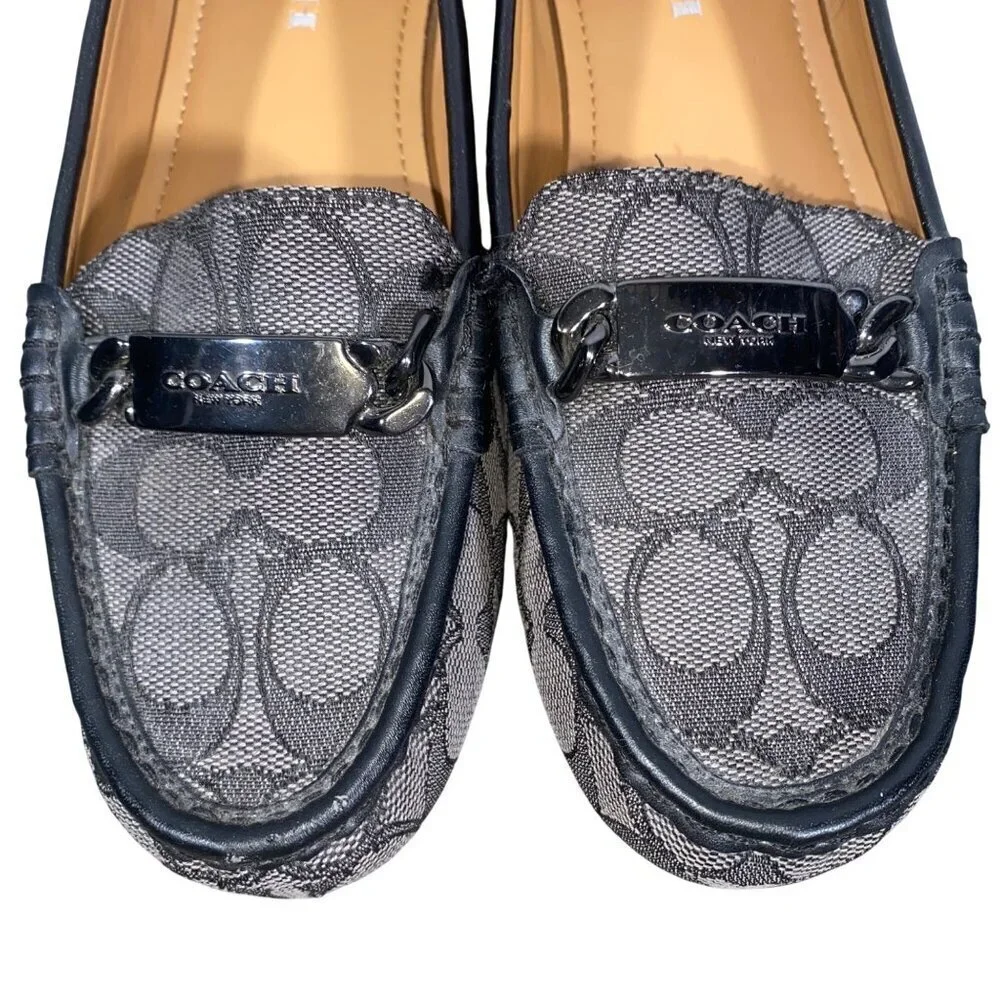 Coach Black and Gray Signature Canvas Loafers